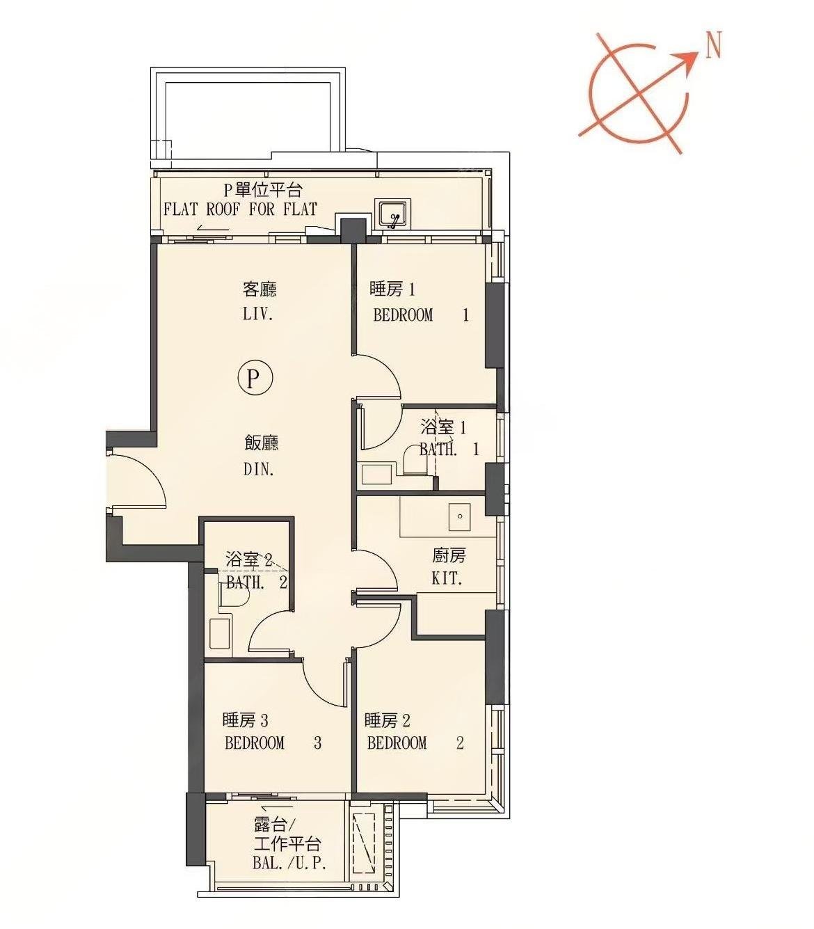 The Haddon 3房戶型